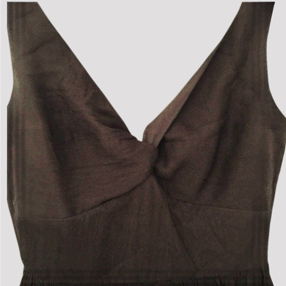 J. Crew Brown Silk Chiffon Sleeveless V Neck Bridesmaid Corset Cocktail Dress 4P - Picture 3 of 7
